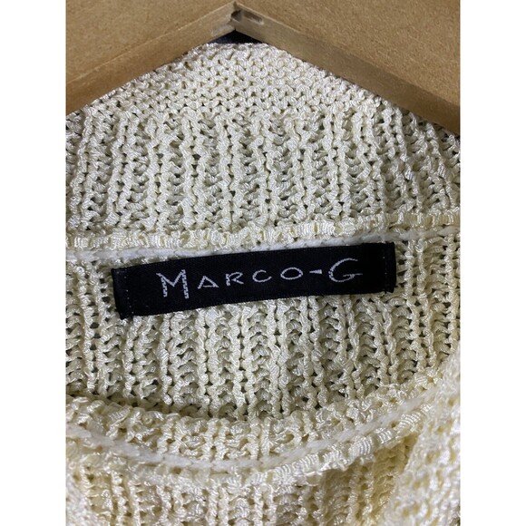 Marco G Sweater Womens Large Beige Fringe Macrame Mock Turtleneck Pullover Boho - Picture 6 of 16